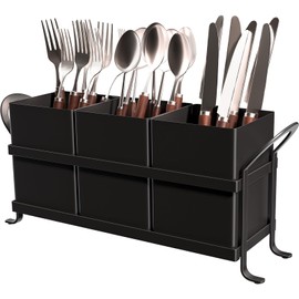 GaryVault Black Kitchen Utensil Holder - Elegant Silverware Holder, Versatile Picnic and Flatware Caddy, Ideal for Modern Countertop Storage Solutions
