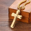 Cupimatch Men's Vintage, Stainless Steel, Crucifix Pendant Necklace with Engraving,