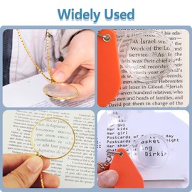 VARKAGE Pack of 2 Hanging Magnifying Glass with Chain, 10 x Magnifying Glass Mini Necklaces, Magnifying Glass for Reading Books, Newspapers