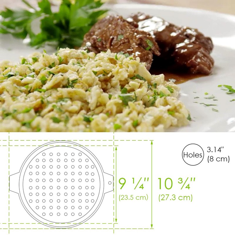 Hicook Stainless Steel Spaetzle Maker Lid with Scraper Traditional German