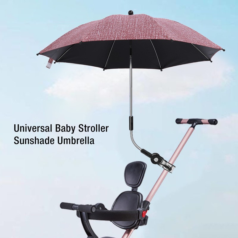 Baby Stroller Umbrella with 360 Degree Adjustable Clamp UV Protection