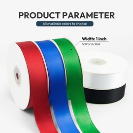 KMER LIFE 1 inch Wide x 50 Yards Green Single Faced Polyester Satin Ribbon, Green Satin Ribbon Perfect for Wedding Decor, Wreath, Crafts, Gift Wrapping & Other Projects (Green)