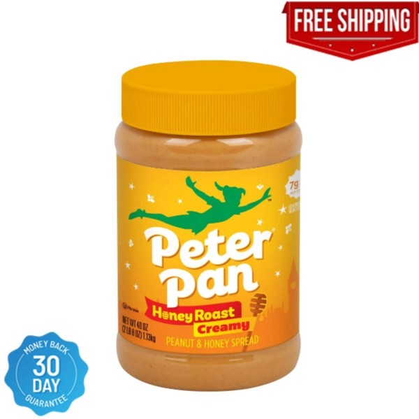 Branded Peter Pan Creamy Honey Roasted Peanut Butter, Smooth, Gluten-Free,