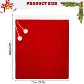 Large Velvet Christmas Sack, Santa Sack Made of Velvet with Drawstring and Pompoms, Velvet Santa Sack, Santa Sack, Gift Bag, Red Santa Sack, Velvet Santa Sack, Christmas Gift Bag, 100 x 70 cm
