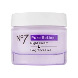 No7 Pure Retinol - Crema de noche antienvejecimiento con péptidos de colágeno para reducir las líneas finas y las arrugas, crema de retinol sin fragancia para todo tipo de piel (1.69 onzas líquidas)