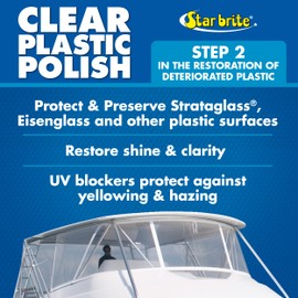 STAR BRITE Clear Plastic Polish - Step 2 - Ultimate Restoration for Plastic, Acrylic & Polycarbonate Surfaces, UV Protection, Easy Application (087308), 8-Ounce