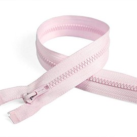 24" Length #5 Open End Zippers with Plastic Teeth, Baby Pink, Bias Bespoke Brand