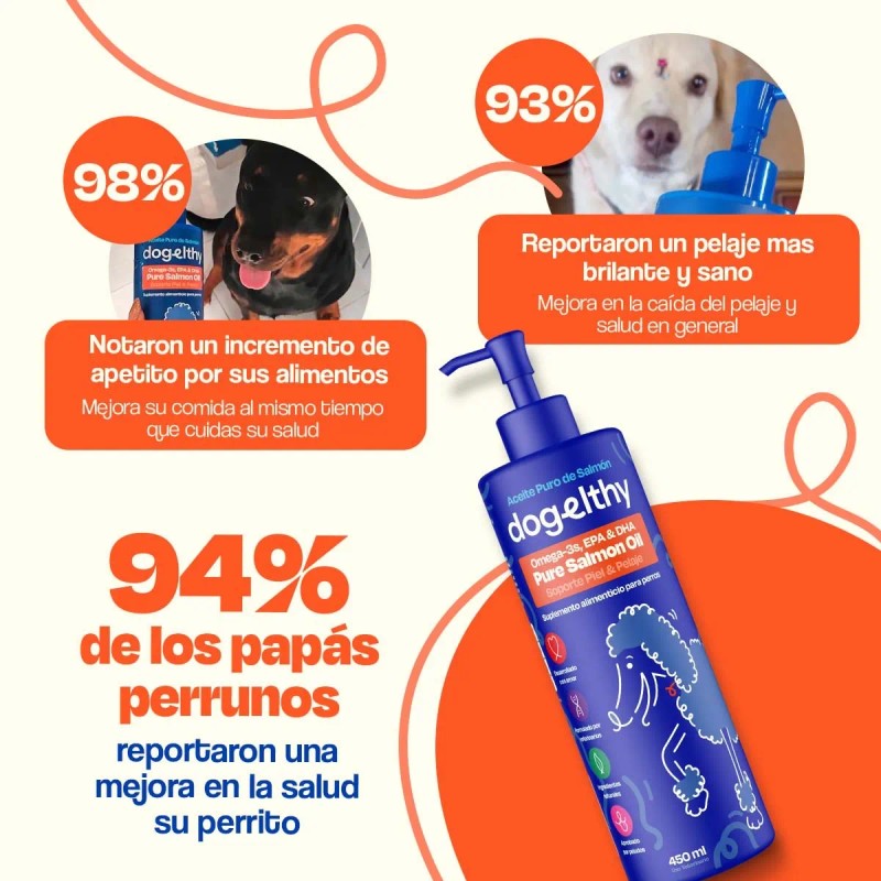 Dogelthy Pack De 3 Aceites De Salmón Para Perro Omega3