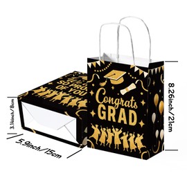 KEWUFD 20PCS Congrats Grad Goodie Bags With Handles Class of 2025 Graduation Party Decoration Supplies (Double-Sided Paper)