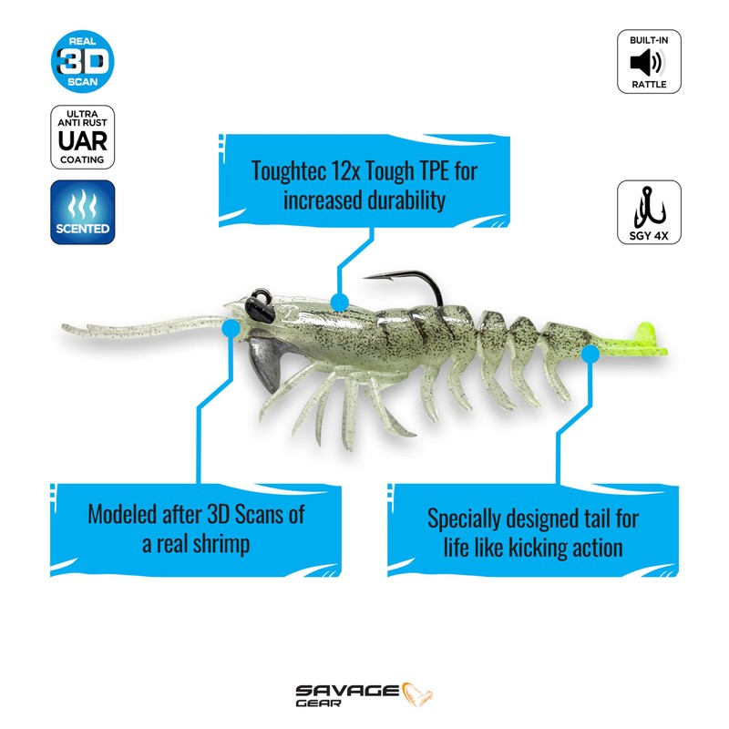 Manic Shrimp RTF V2-Glow-1/3oz-3in-Less Than 8ft