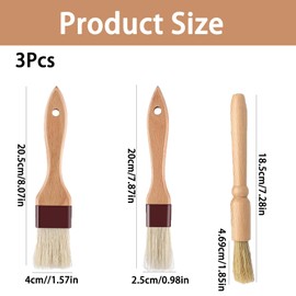 3 Pcs Pastry Brushes, Cooking Brush, Wooden Durable Pastry Brushes for Baking for Baking Ideal for Applying Oils Glazes Milk and Egg Yolk