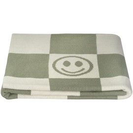 Kindsgut Children's Smiley Soft Cotton Baby Blanket 80 cm x 100 cm Ideal for Travelling in the Pram or Cuddling Subtle Colours and Simple Design Pistachio