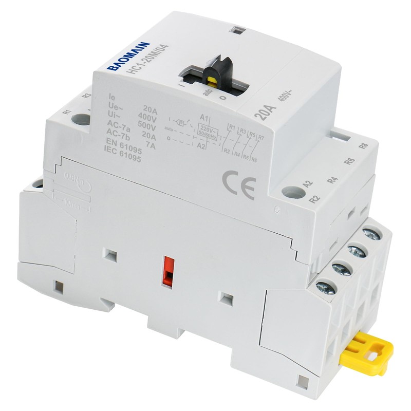Baomain 220V AC 4-Pole Contactor, 20A 4NC Normally Closed, DIN