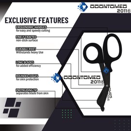 OdontoMed2011® EMT Trauma Shears - Stainless Steel Bandage Scissors for Nursing 7.25" (Black + Teal) Fluoride Coated - Sharp 2-pack Scissor is Perfect for EMS, Doctors, Cutting Bandages