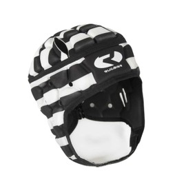 Rugbier - Professional Air-Pro Rugby Helmet Adult Youth Plain Adjustable Padded Head Guard Model with Black and White Stripes (Extra Small)