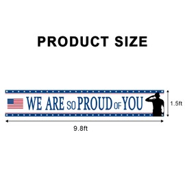 We Are So Proud Of You Patriotic Soldier Backdrop Banner,Military Graduation Party Going Away Party Veterans Day Memorial Day Independence Day Deployment Returning Back Military Army Retirement Party Decorations