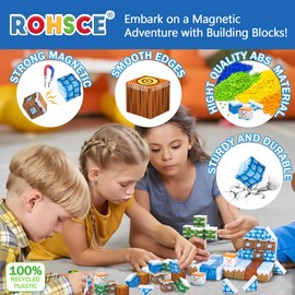 ROHSCE Magnetic Blocks Building Toys - Build Mine Magnet World Set Toys for Toddlers, Sensory Toys for 3 Year Old Boys & Girls, Magnetic Tiles for Ages 3-5 & 4-8, Stacking STEM Montessori Toys