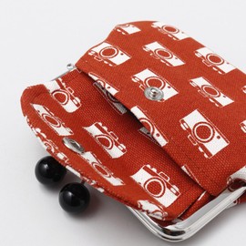 [倭物や Kaya] Retro Gamaguchi - Purse with Clasp/Japanese Retro Parent and Child Purse Partition JMP4303 CAMERA RED & OTHERS