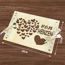 TAKULA Heart Picture Frame with Golden Bow, Wedding Gifts for Newlyweds, Confirmation Gift, Money Gift Packaging, Wedding, From the Heart (18 x 12 cm)