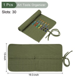 YOKIVE Color Pencil Organizer, Painting Brush Holder Artist Roll Art Craft Supplies Bag for Marker Outdoor Travel Organizing, 30 Slots, Green