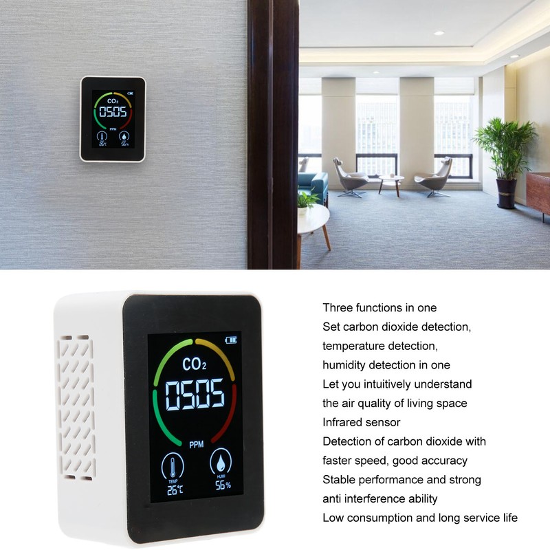 CO2 Detector Carbon Dioxide Monitor Infrared Air Quality Monitor Sensor