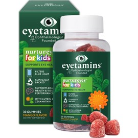 eyetamins Nurtureyes Eye Health Gummy for Kids - 30 Easy-to-Chew, Mango Gummies - Ophthalmologist- Created Kids Eye Vitamins - Natural, Vegan, and Non-GMO Formula