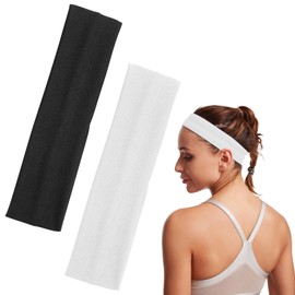 2 pieces Headbands,Headbands for Women,Headband,Head bands adult Women,Thick headband for Womens,for Makeup,Yoga,Running,Sports,Running(Black/White)