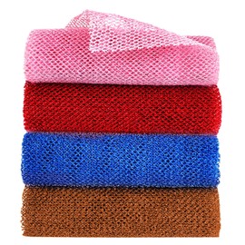 GWAWG 4Pcs Long Body Exfoliating Net, Deep Cleaning African Bathing Sponge Nylon Mesh Back Scrubber Skin Smoother for Men Women