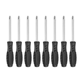 sourcing map 8pcs PH2 Mini Phillips Screwdriver #2 5.7" Length Screwdrivers 3" Carbon Steel with Ergonomic Handle for DIY Repairing, Black