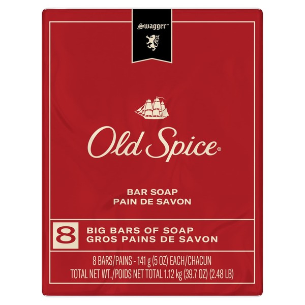 Old Spice Red Collection Swagger Scent Men's bar Soap, 8 bar, 5 oz, 14.920 Lb