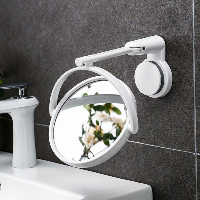 Holibanna Wall Mounted Makeup Mirror Folding Rotating Vanity Mirror for