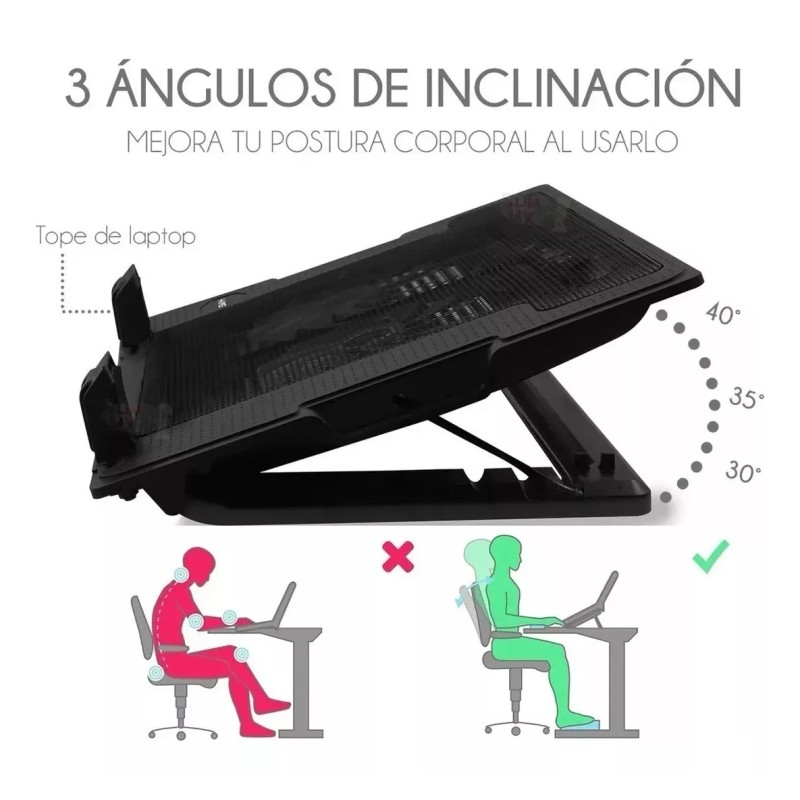 TS Cool Pad Base Laptop Enfriadora 2 Ventiladores 3 Posiciones