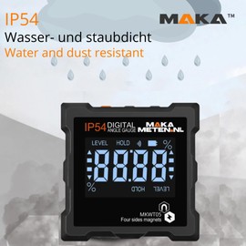 MAKA Digital Inclinometer, Accuracy from 0.1° to 0.2°, Magnets on All Sides, Bright LCD Display, 4 x 90° Inclinometer, Protractor