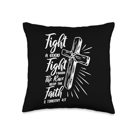 2 Timothy 4:7 Fight the Good Fight, Finish the Race Throw Pillow