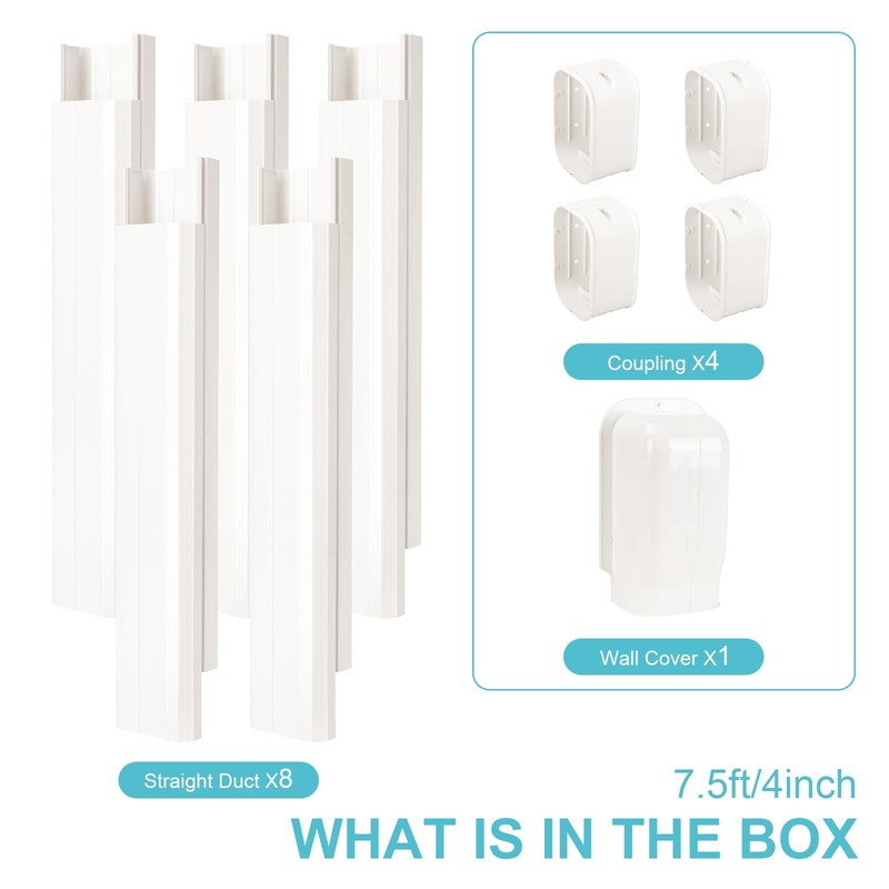 KLOLKUTTA Mini Split Line Set Cover, 4” 7.5 Ft PVC