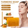2 Stück Kurkuma Seife, Vegane Duschseife Kojic Acid Soap für