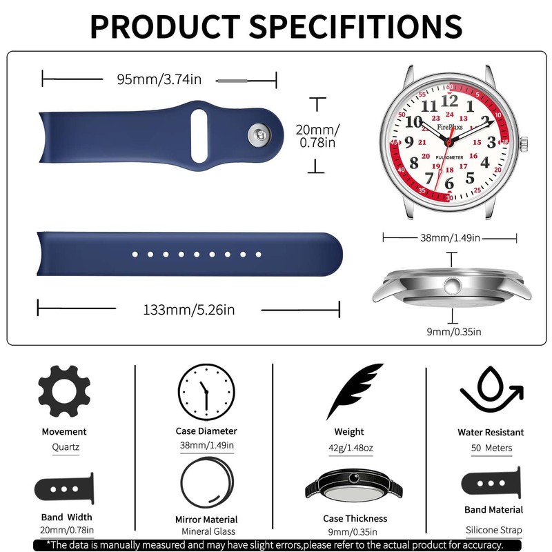 Blisshour Waterproof Nurse Watch for Medical Professionals - Easy Read