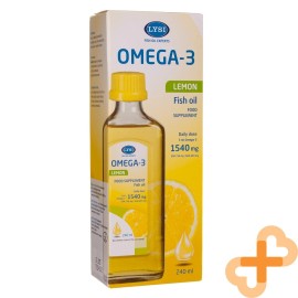 LYSI OMEGA-3 Aceite de Pescado Sabor Limón 240 ml Salud Cardíaca Función Suplemento Cerebral