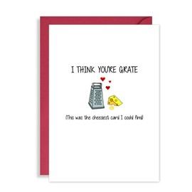 Cute Pun Birthday/Anniversary Card - I think you're GRATE - Birthday Cards funny cheesy joke anniversary cards for him/her