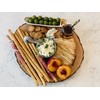 Zassenhaus Natural Bark Acacia Wood Round Serving and Cheese Board,