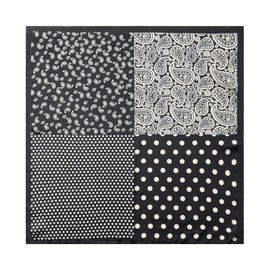 Mariorlsy Men's Vintage Silk Feel Square Scarf - Luxury Satin Bandana Neckerchief with Tiny Medallion & Geometric Print - Versatile Headscarf Fashion Accessory for Men