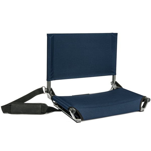 Cascade Mountain Tech Stadium Seat - Lightweight, Portable Folding Chair for Bleachers and Benches - Navy, 17"