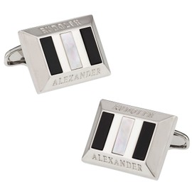 Cuff-Daddy Heritage Onyx and Mother of Pearl Cufflinks with Travel Presentation Gift Box