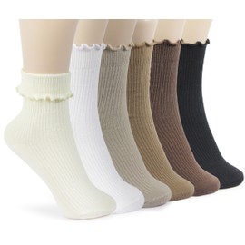 BomKinta Ruffle Socks for Women Lightweight Thin Cuff Frilly Sock Cute Casual Ankle Socks-Mix-Color 1