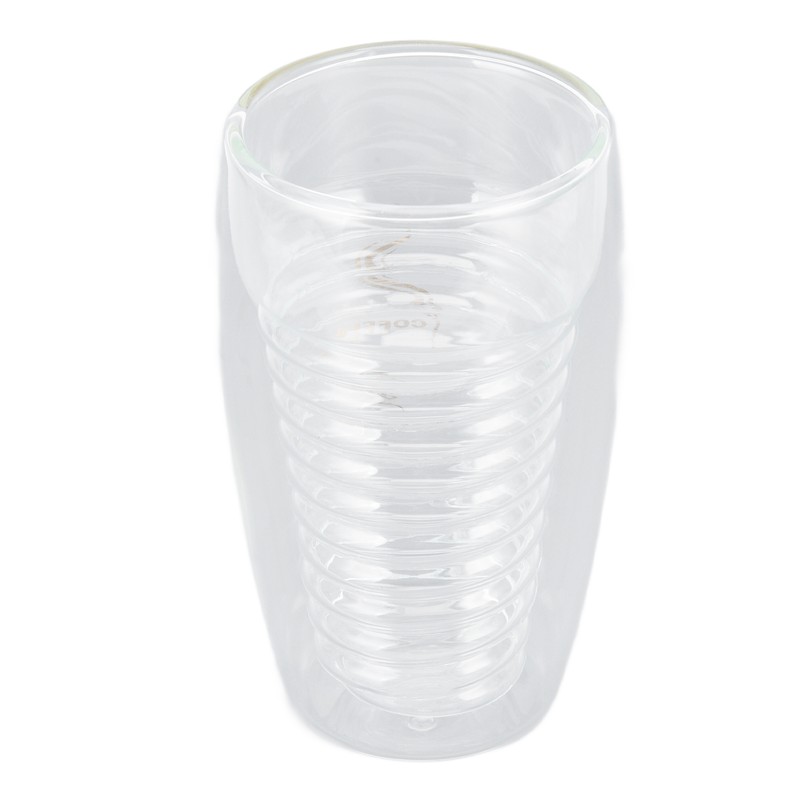 Double Wall Glass Coffee Cup 320ml High Temperature Resistance Clear