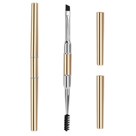 Unaone Eyebrow Brush - 2 PCS Dual-Ended Angled Eyebrow Brush Applicator Eyebrow Spoolie Brush, Professional Eye Brow Brush For Shaping and Filling Eyebrows, Gold