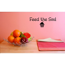 Feed The Soul Cupcake Kitchen Picture Art Sticker Decor Vinyl Wall Decal - 22 Colors Available - Size: 8 Inches x 20 Inches