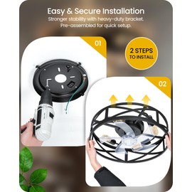 20" Farmhouse Flush Mount Ceiling Fan with Lights and Remote, Low Profile Caged Ceiling Fan Fandelier, 6 Speeds, Timer, Reversible DC Motor, Bladeless Ceiling Fan for Bedroom, Kitchen, Black B02CF05