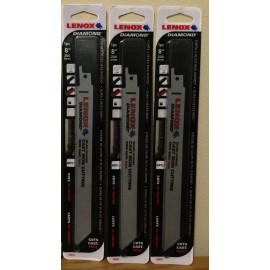 LENOX Diamond Grit Reciprocating Saw Blades 3 Pc Cast Iron Tile Brick Stone