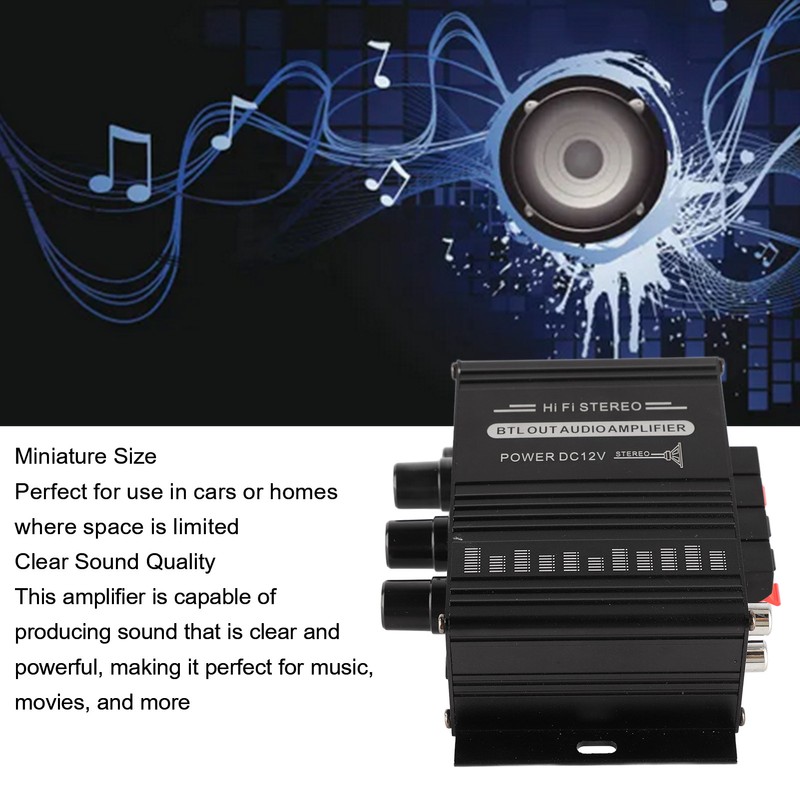 Stereo Amplifier 12V Portable Clear Sound Quality Mini Amplifier for